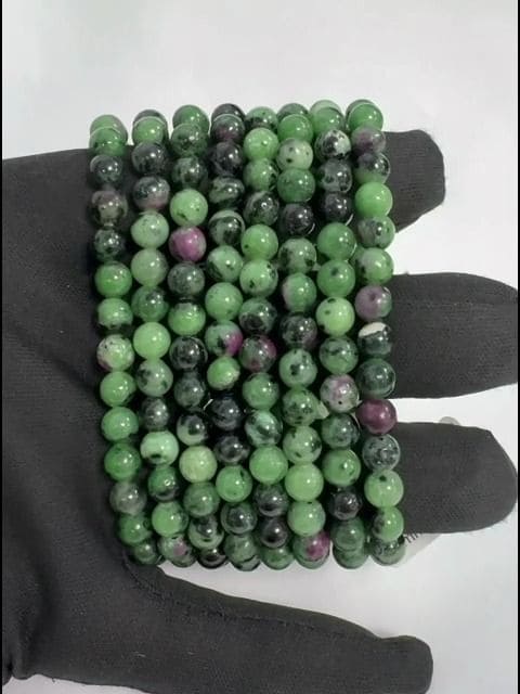 Armband Zoisite mit Rubin A Perlen 6mm