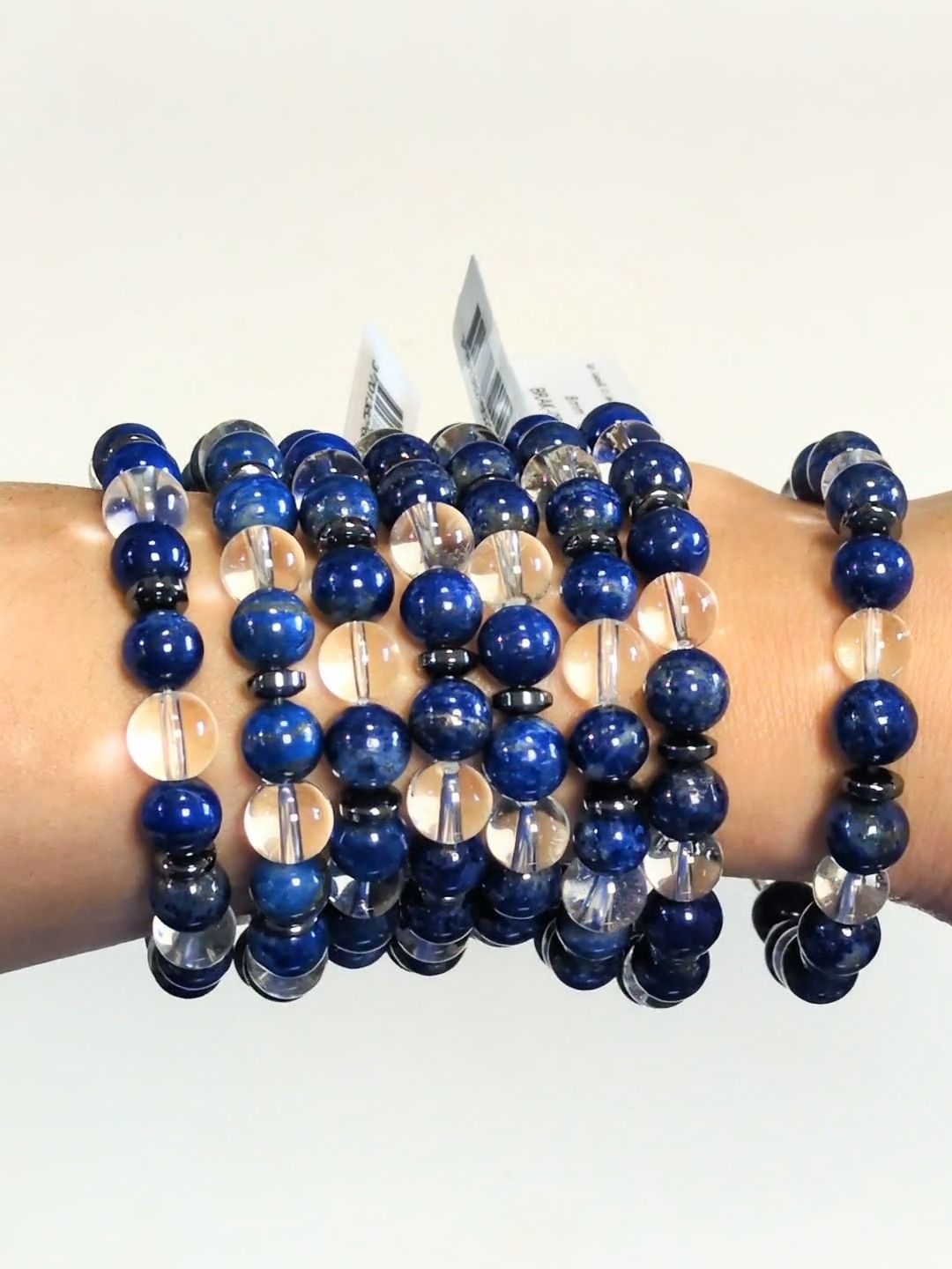 Bergkristallarmband, Lapislazuli-Perlen 8 mm
