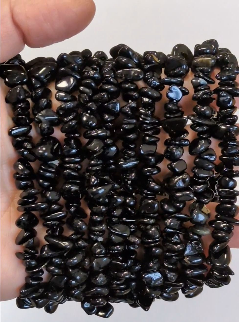 Schwarzes Turmalin Armband A Splitter 16-18cm