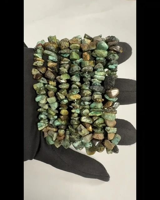 Armband aus natürlichem afrikanischen Türkis, Splitter 5-8 mm, 18 cm