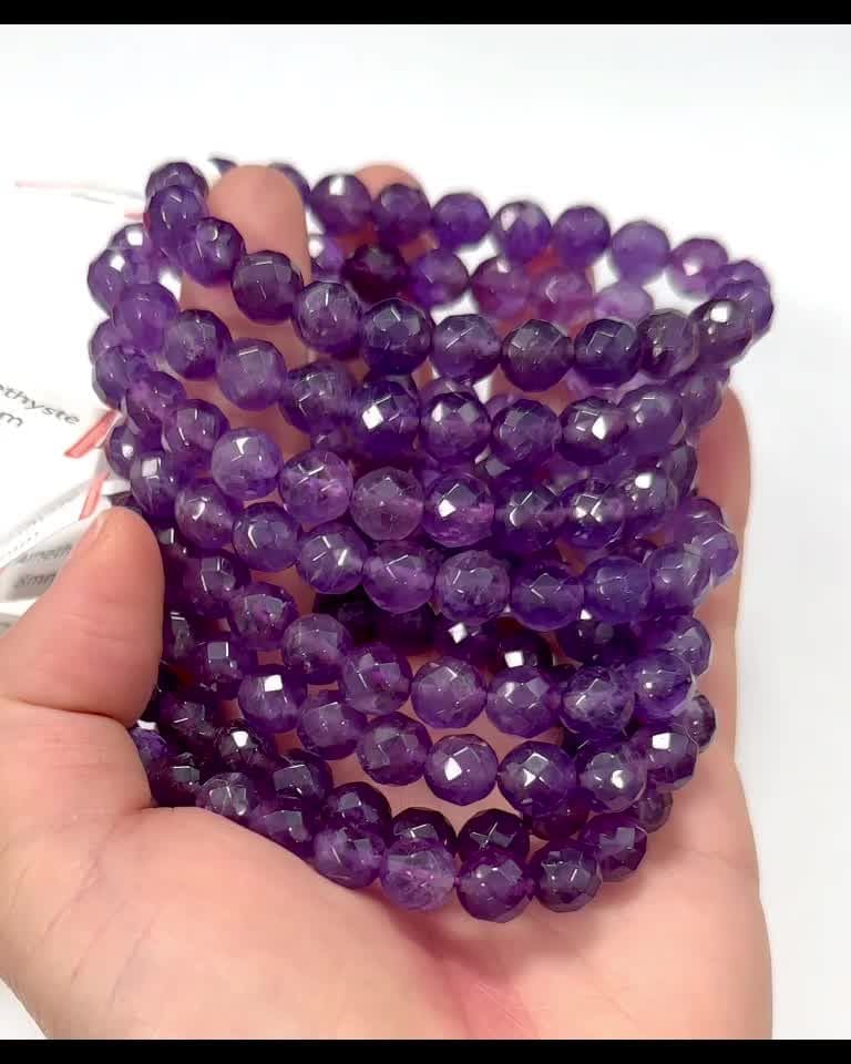 Facettiertes Amethyst-Armband AA-Perlen 8 mm