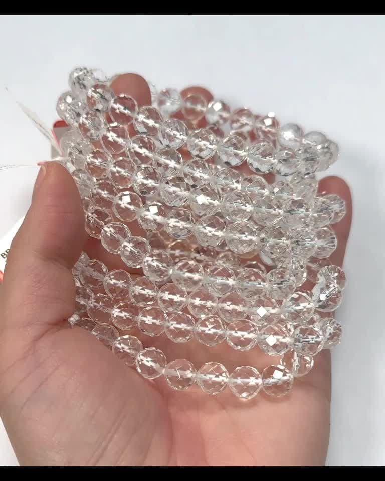 Facettiertes Bergkristall-Armband AA-Perlen 8 mm