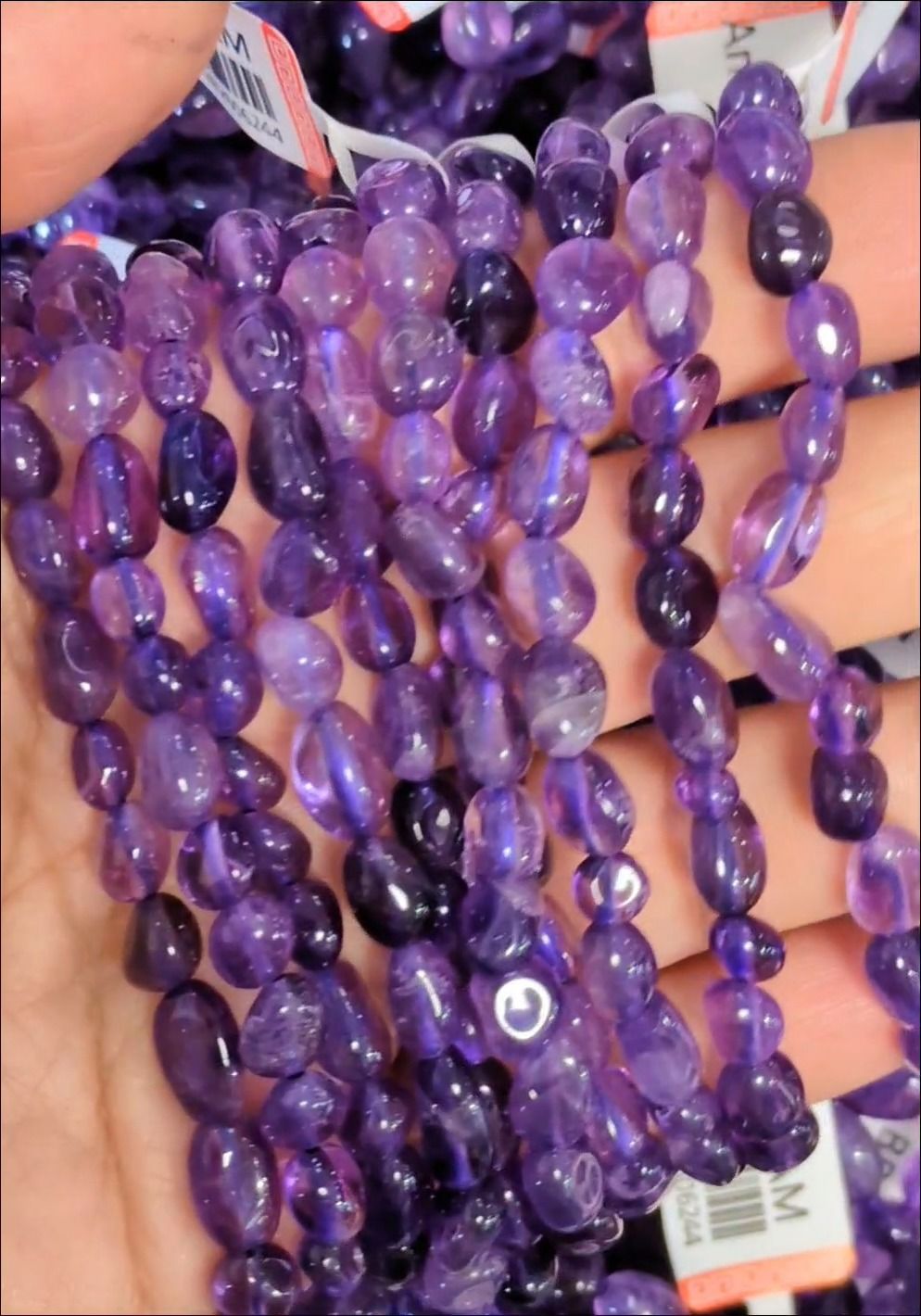 Amethyst-Armband AA gerollte Steine