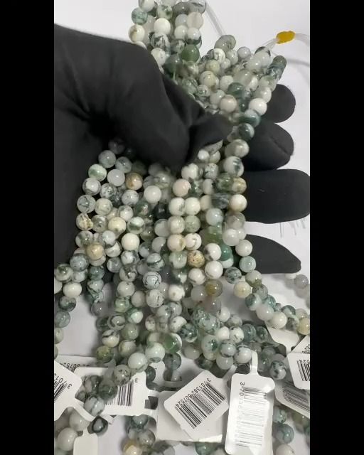 Tree Agate A Perlen 6mm auf 40cm Faden
