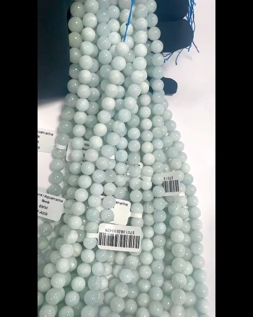 Aquamarin Perlen 6mm auf 40cm Faden