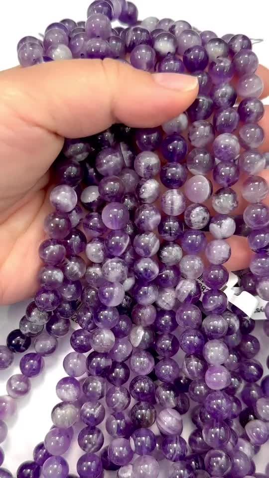 Gebänderte Amethyst-A-Perlen, 7,5–8,5 mm, auf 40 cm Draht