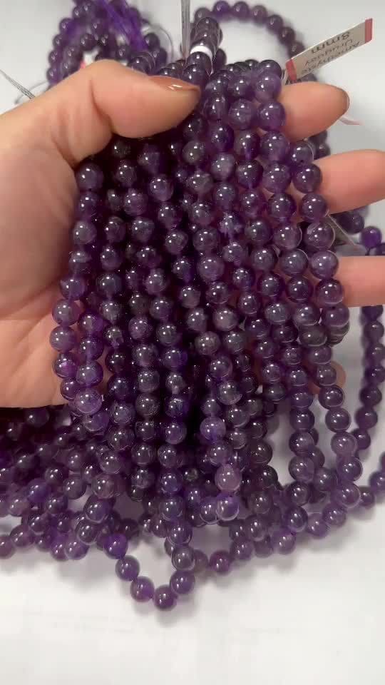 Amethyst Uruguay A Perlen 8mm auf einem 40cm Faden