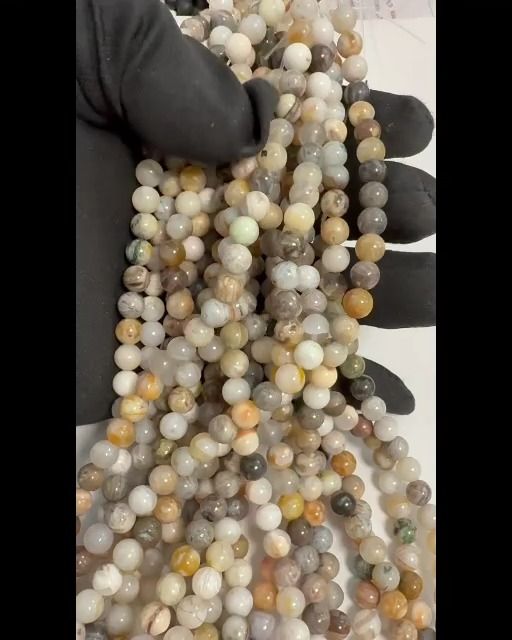 Agate Plume Perlen 6mm auf 40cm Faden
