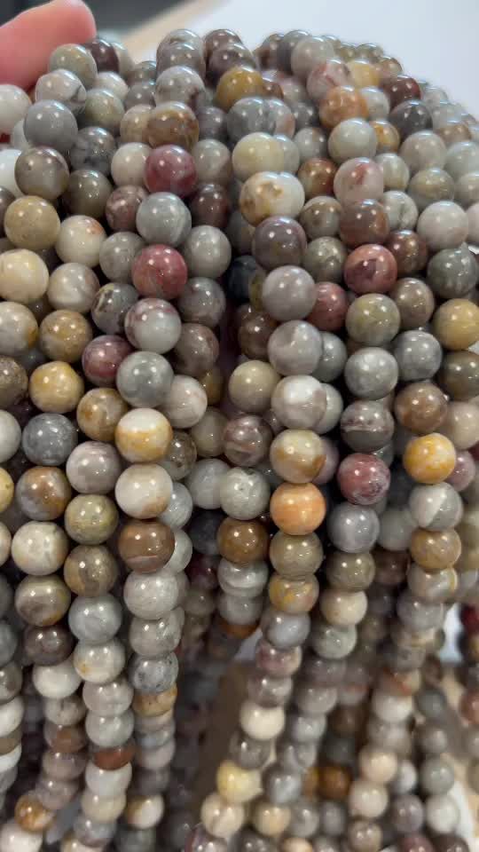 Agate Plume Perlen 8mm auf 40cm Faden
