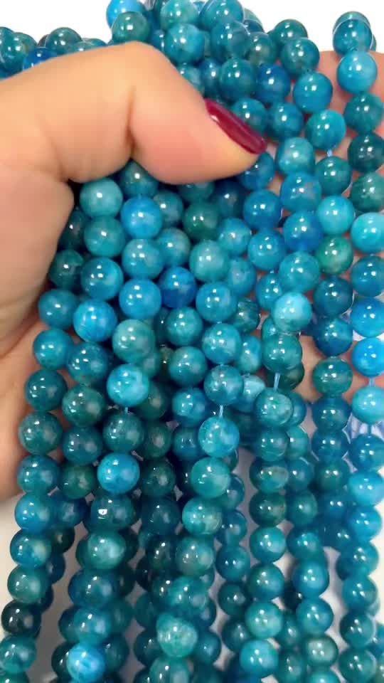 Blaues Apatitperlen AA+ Perlen 8mm auf 40cm Faden