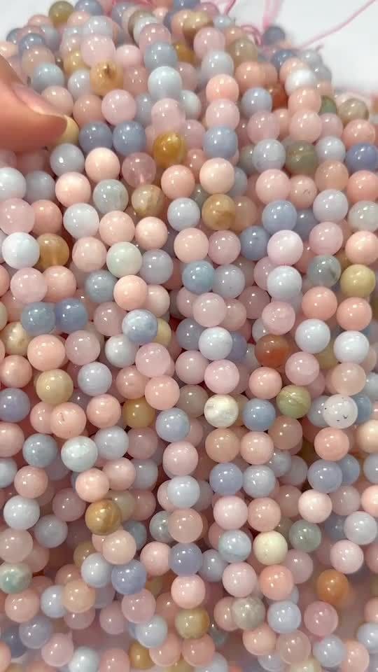 Berylle Aquamarin und Morganit A-Perlen 8–9 mm auf 40 cm Faden