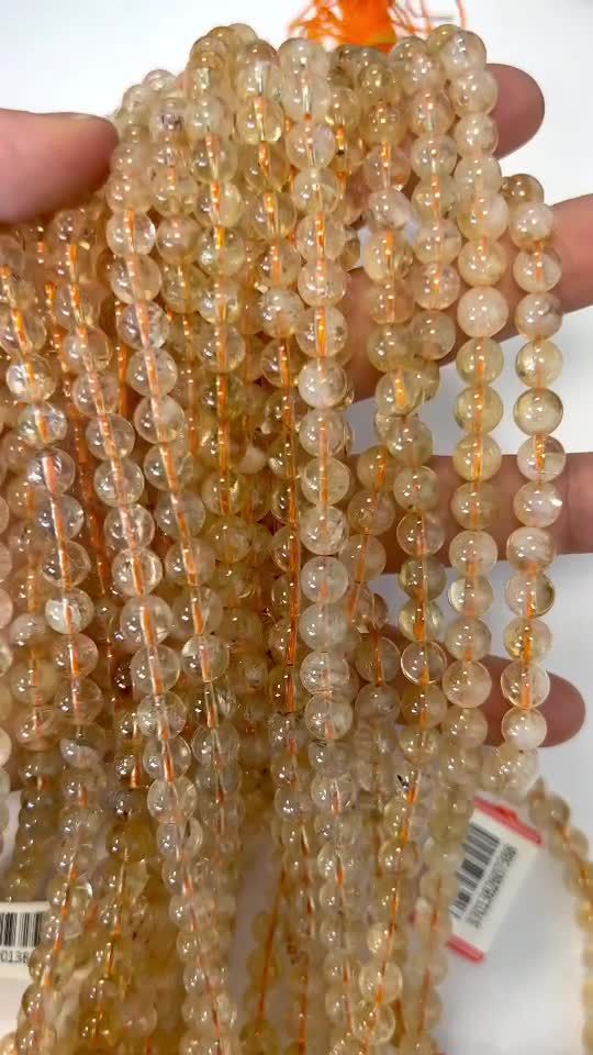 Natürliche Citrin Perlen 6mm auf 40cm Faden