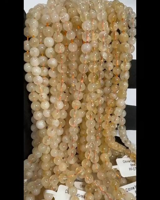 Natürliche Citrin Perlen 6mm auf 40cm Faden