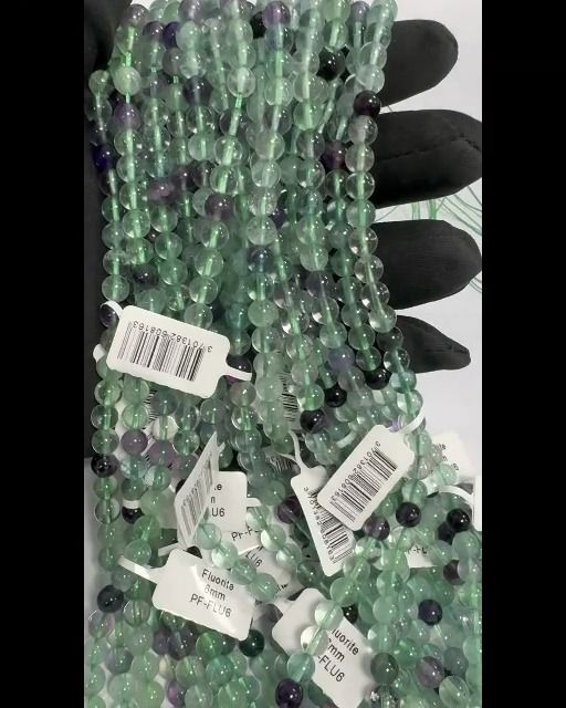Fluorite A Perlen 6mm auf 40cm Faden