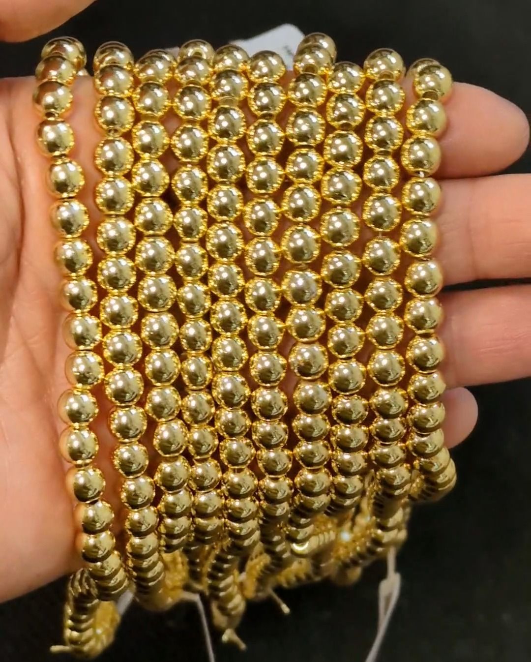 Gold Hämatitperlen A 6mm auf 40cm Faden