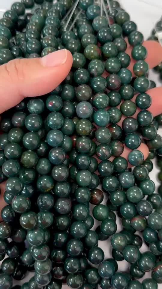 Heliotrop Jaspis Bloodstone Perlen 8mm auf 40cm Faden