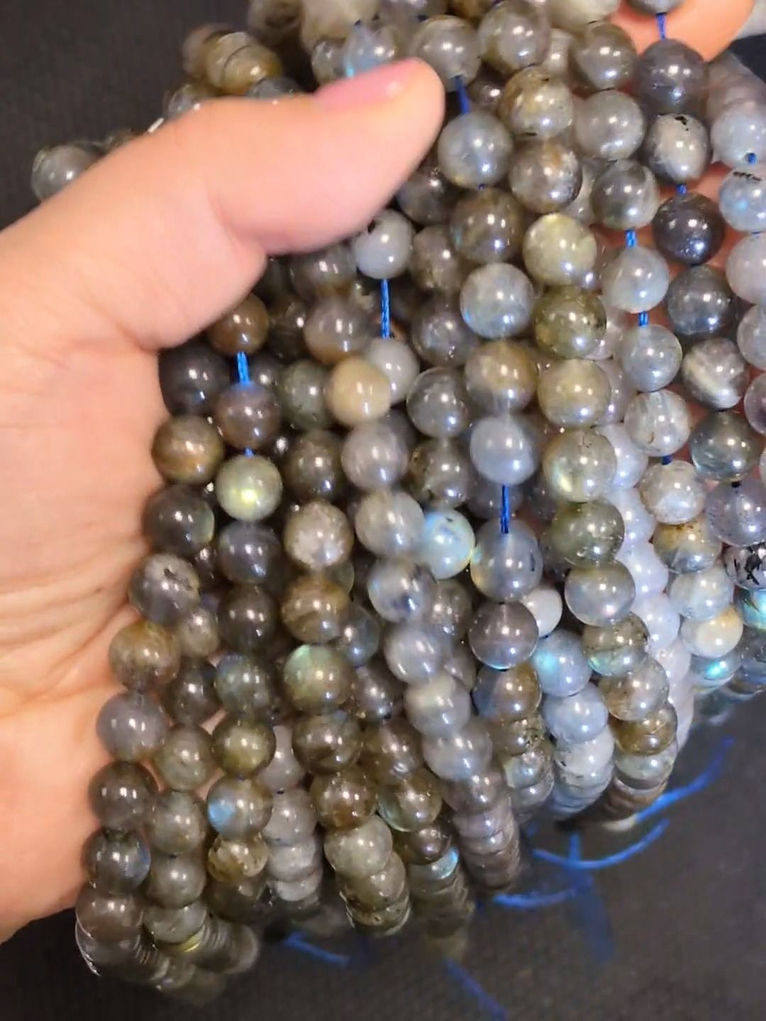 Labradoritperlen A 8-9mm auf 40cm Gewinde