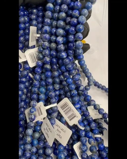 Lapislazuli A Perlen 6-7mm auf 40cm Draht