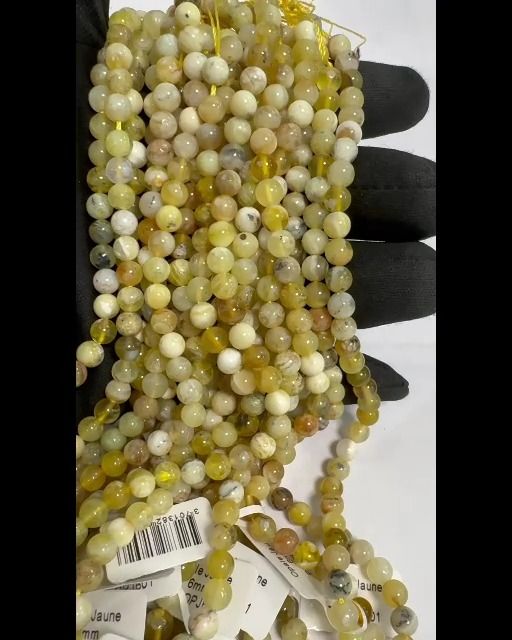 Gelbe Opal-A-Perlen, 6 mm, auf 40 cm Draht