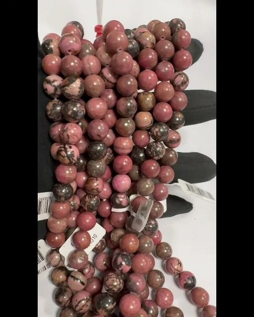 Rhodonite Perlen 10mm auf 40cm Faden