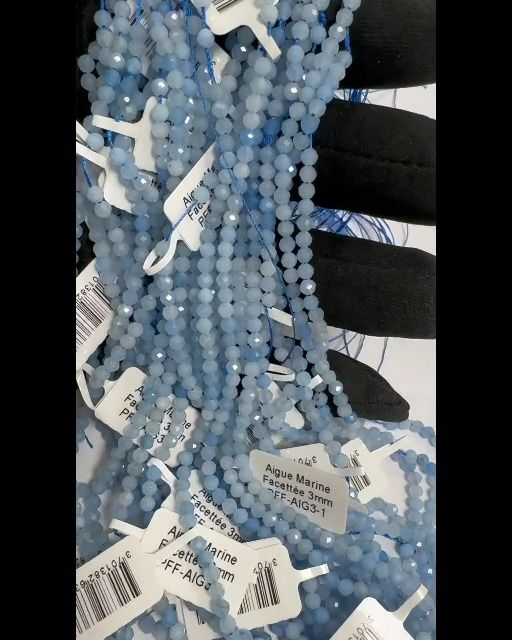 Facettierte Aquamarin-A-Perlen 3mm auf 40 cm Draht