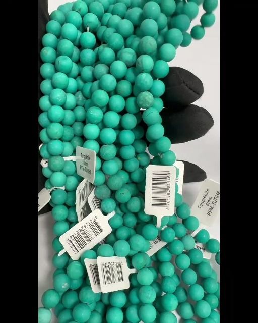 Turquénite Howlite natürliche getönte A-Mattperlen 8 mm auf einem 40 cm langen Faden