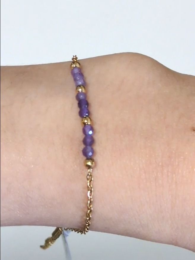 Facettiertes Amethyst-Armband – vergoldeter Edelstahl
